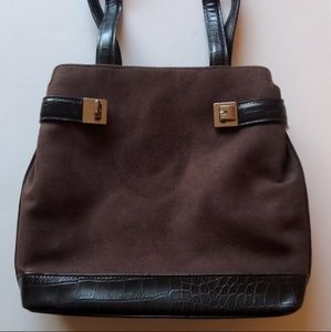 WOMEN'S NINE WEST BROWN SUEDE SHOULDER BAG